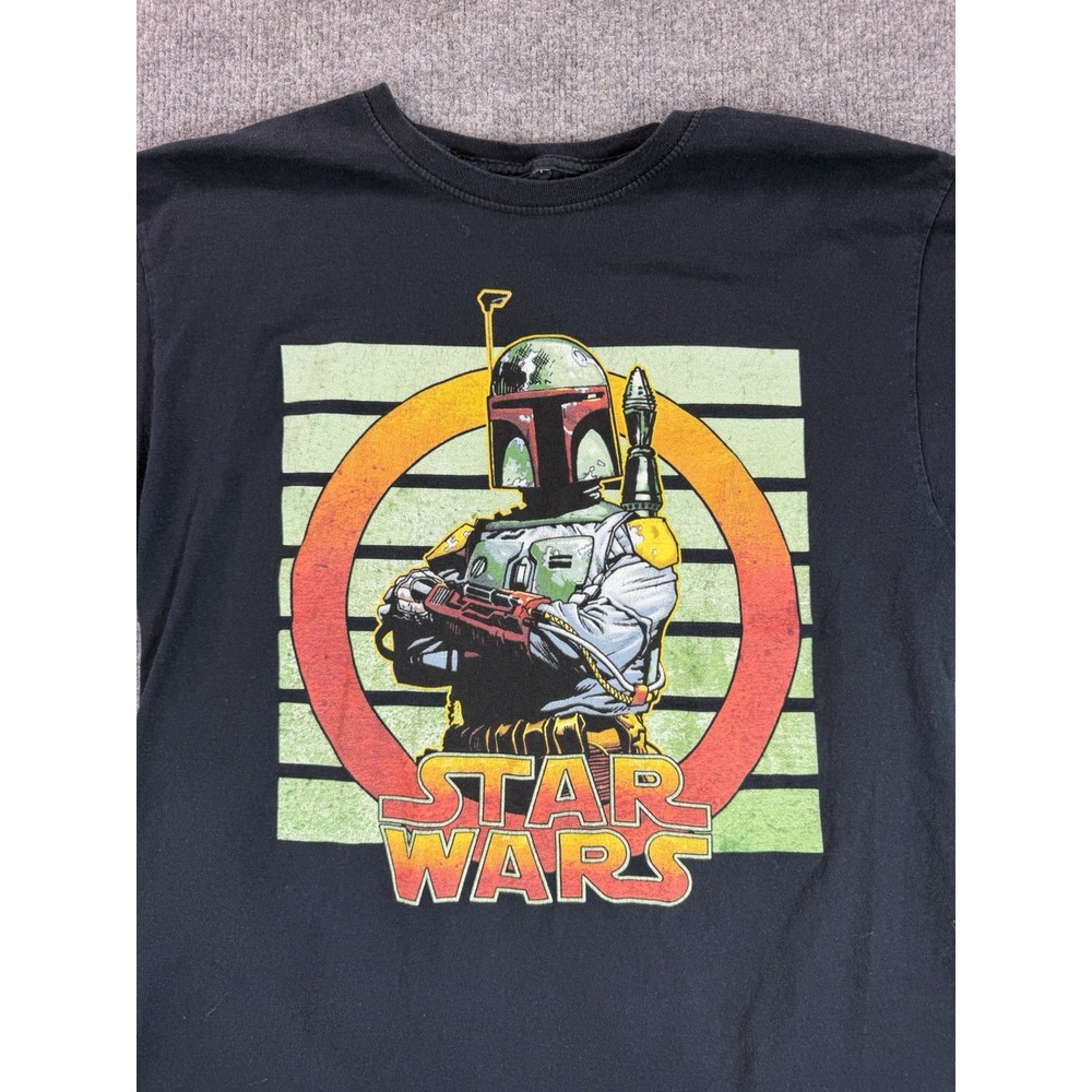 Mad Engine Star Wars Boba Fett Graphic Print Black Crewneck T-Shirt men's L - Picture 2 of 7